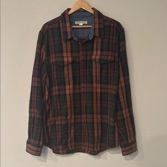 Outerknown Men's Plaid Blanket Shirt - Black and Brown - Picture 1 of 10